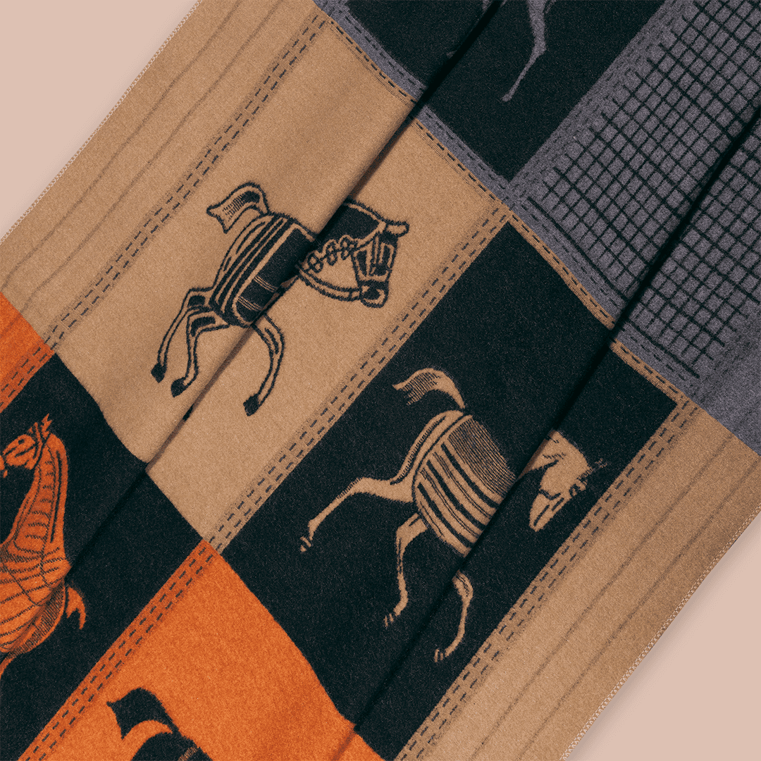 Pashmina elegante diseño ecuestre
