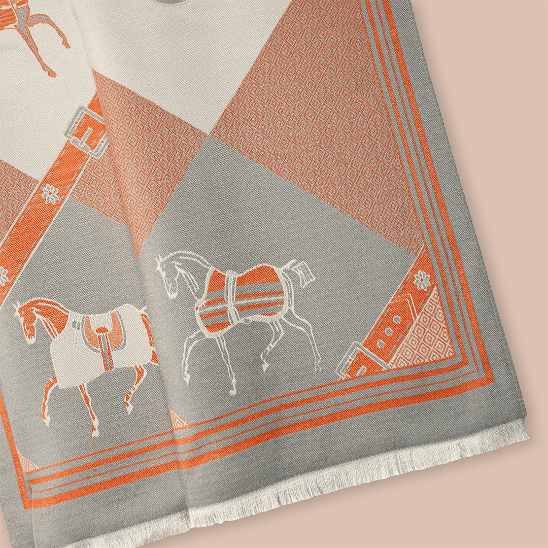 Pashmina elegante diseño ecuestre