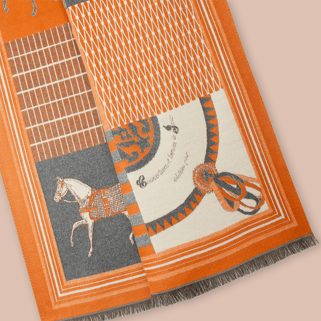Pashmina elegante diseño ecuestre