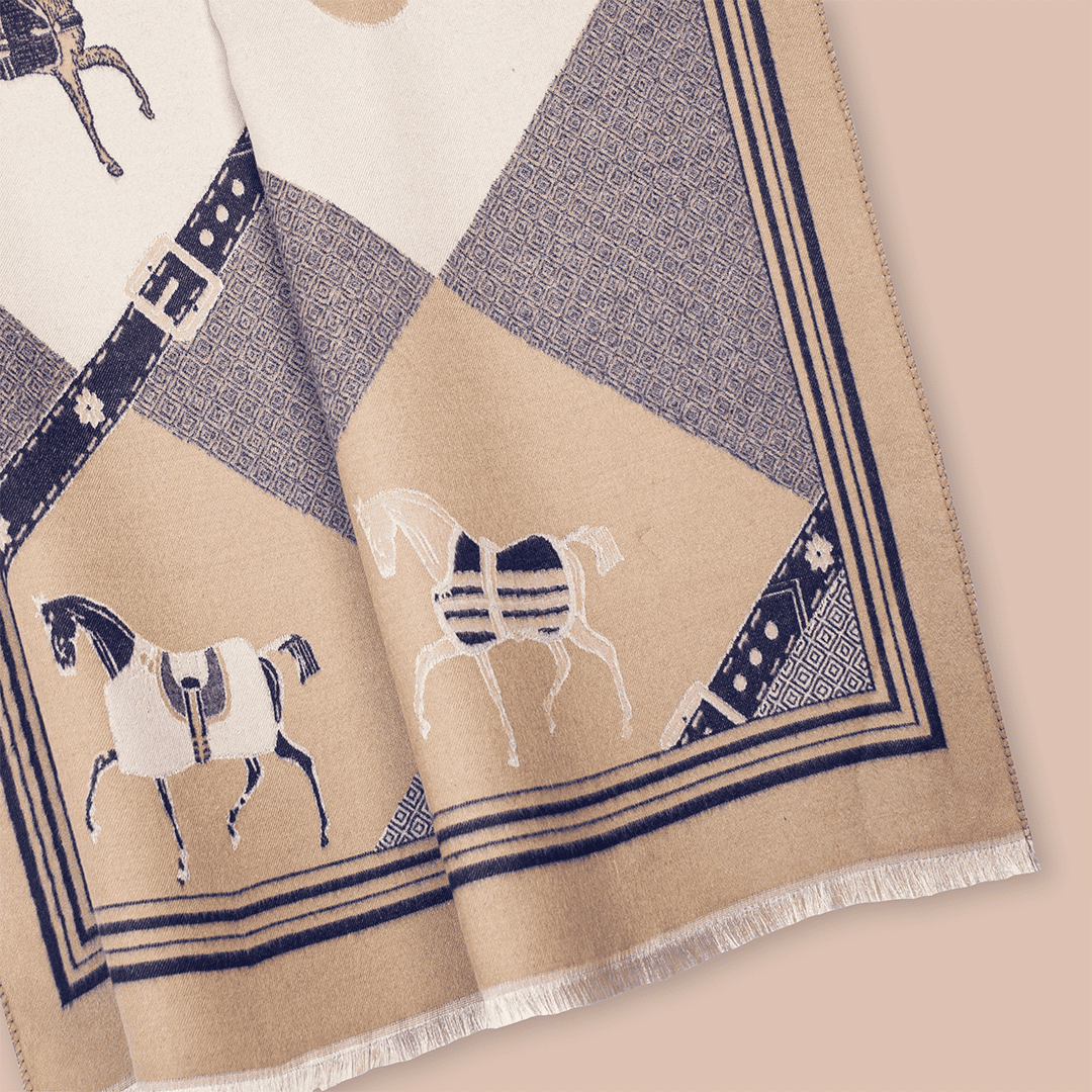 Pashmina elegante diseño ecuestre