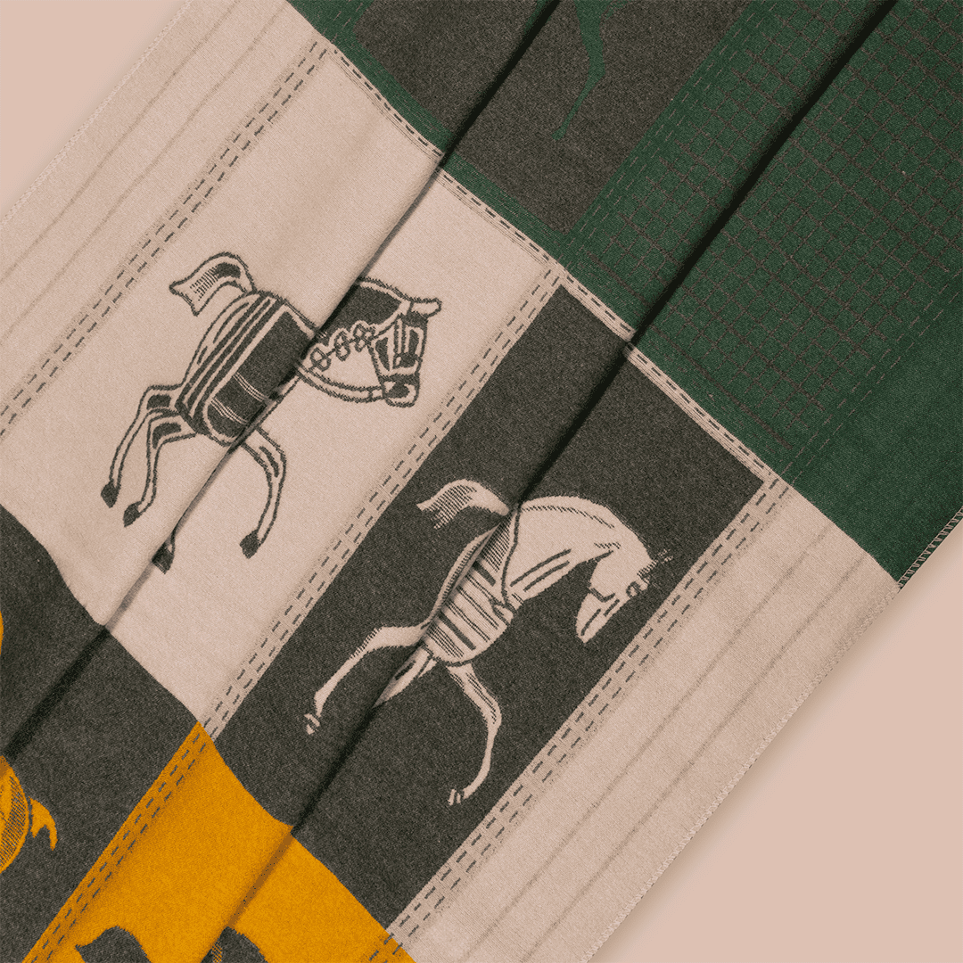 Pashmina elegante diseño ecuestre