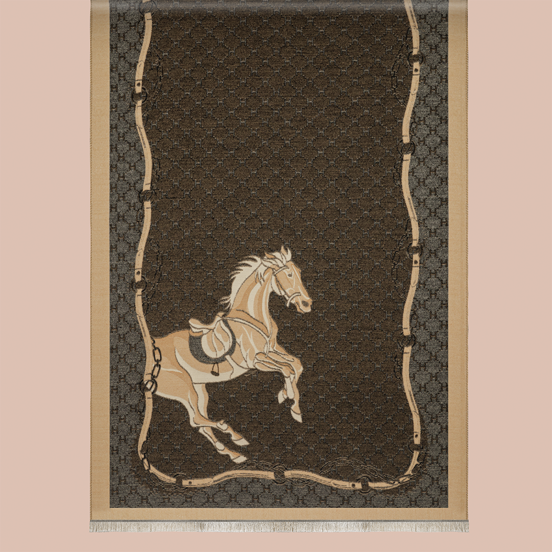 Pashmina elegante diseño ecuestre