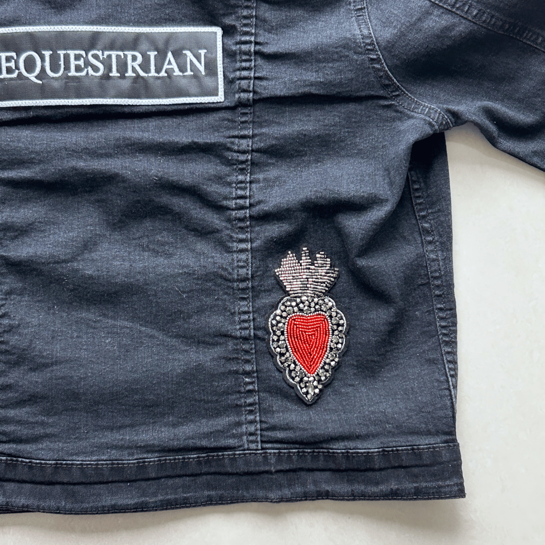 Chamarra black denim Heart