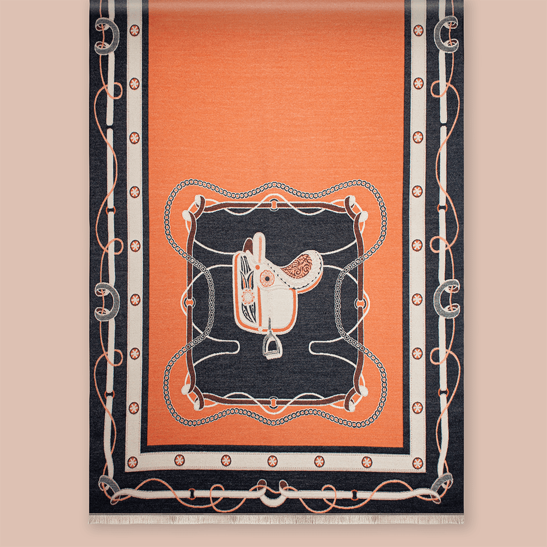 Pashmina elegante diseño ecuestre
