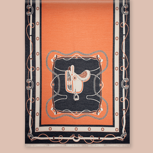 Pashmina elegante diseño ecuestre
