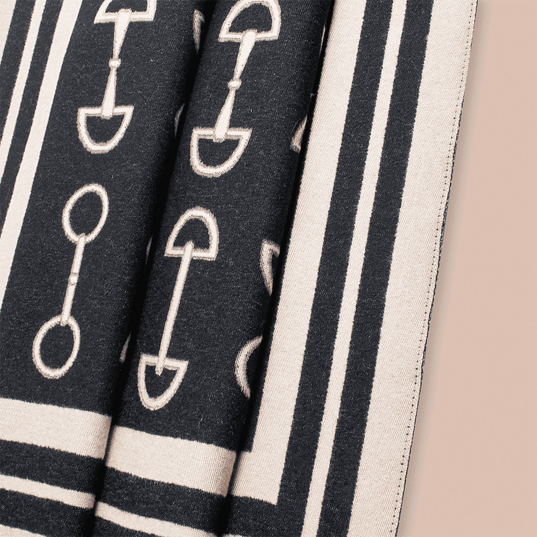 Pashmina elegante diseño ecuestre