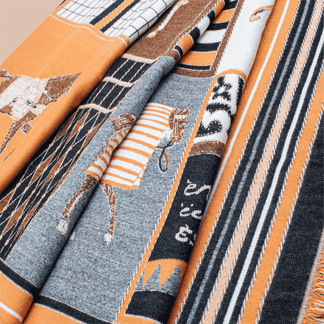 Pashmina elegante diseño ecuestre