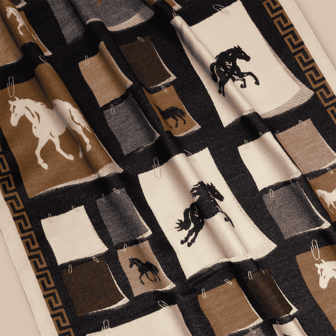 Pashmina elegante diseño ecuestre