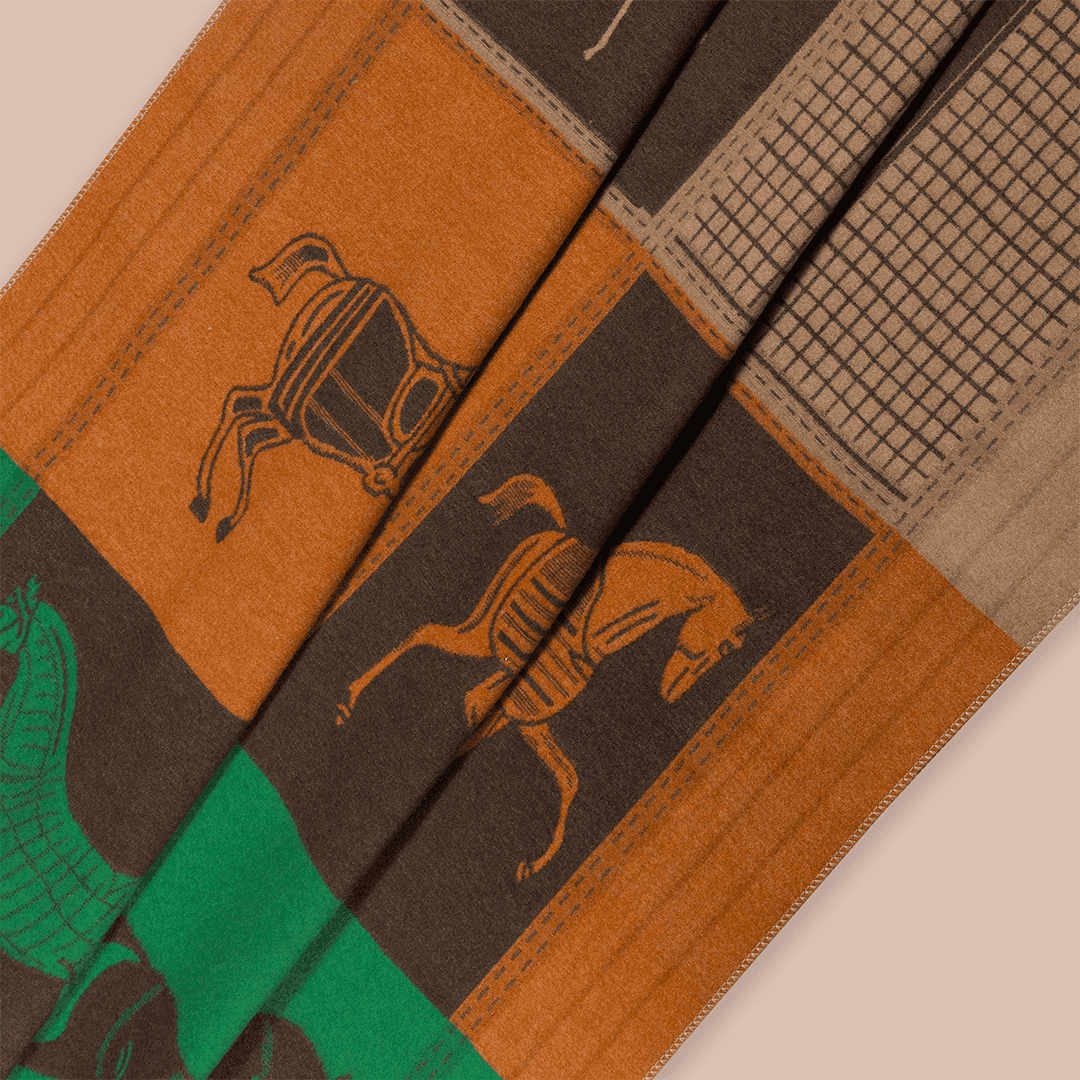 Pashmina elegante diseño ecuestre