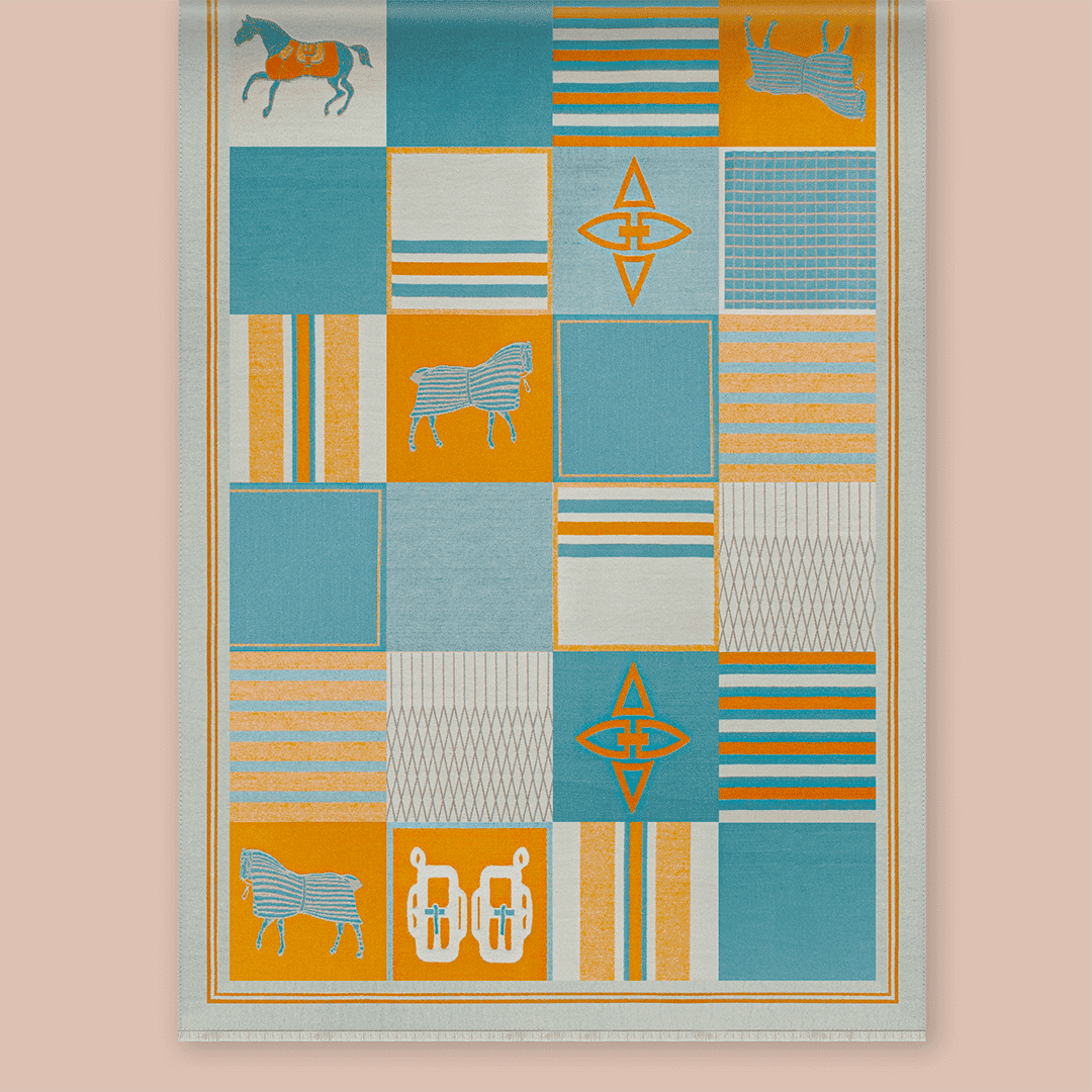 Pashmina elegante diseño ecuestre