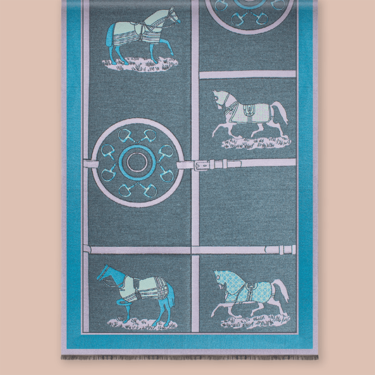 Pashmina elegante diseño ecuestre