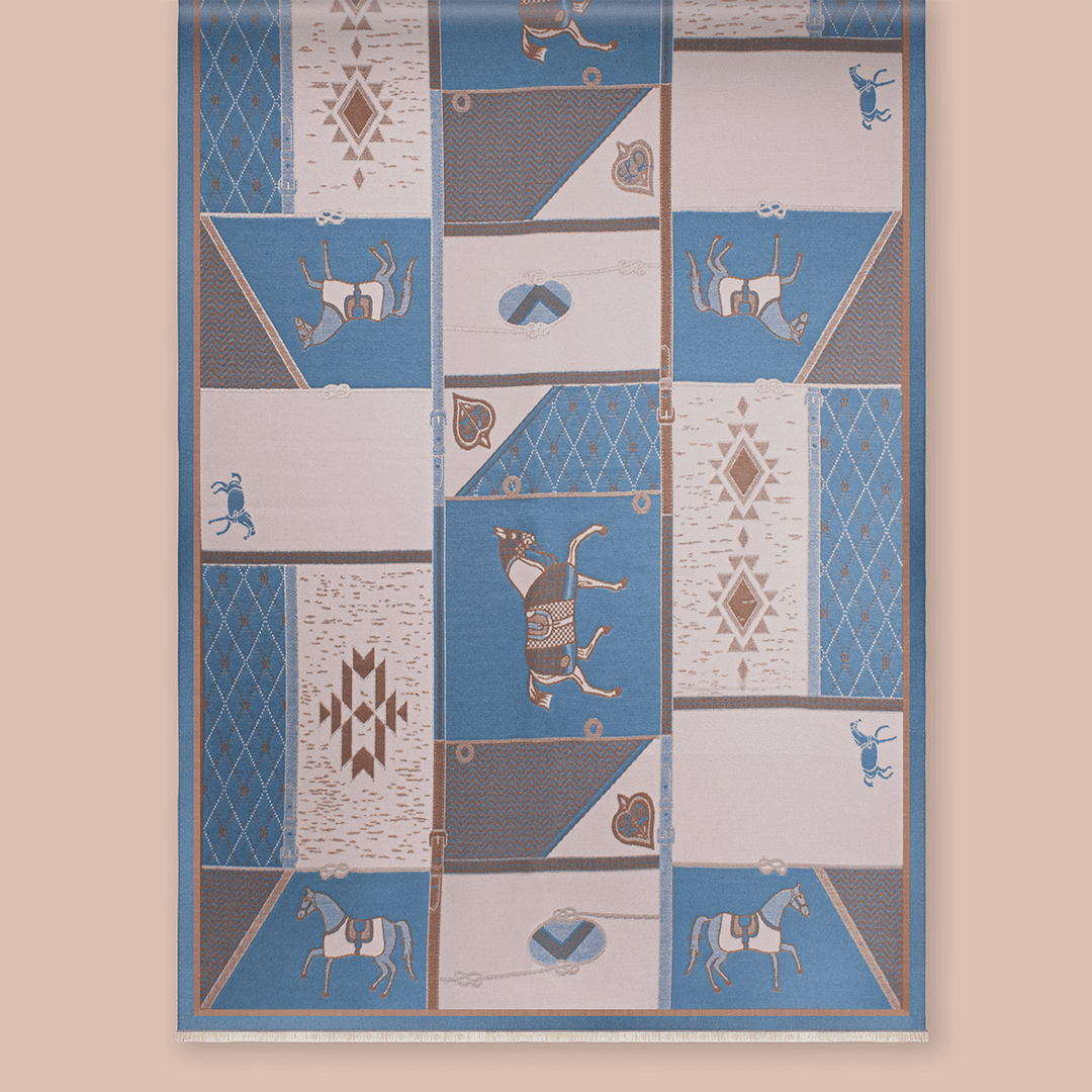 Pashmina elegante diseño ecuestre