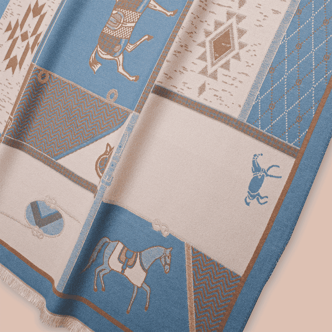 Pashmina elegante diseño ecuestre
