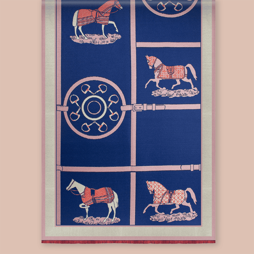Pashmina elegante diseño ecuestre