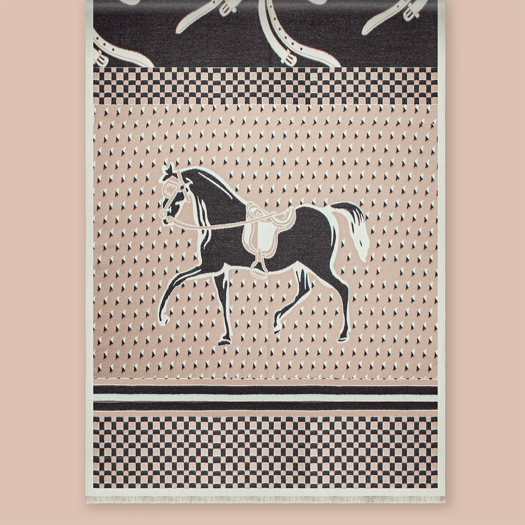 Pashmina elegante diseño ecuestre