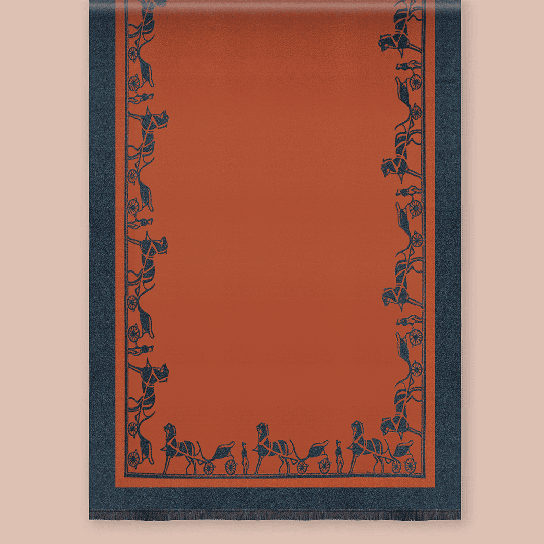 Pashmina elegante diseño ecuestre