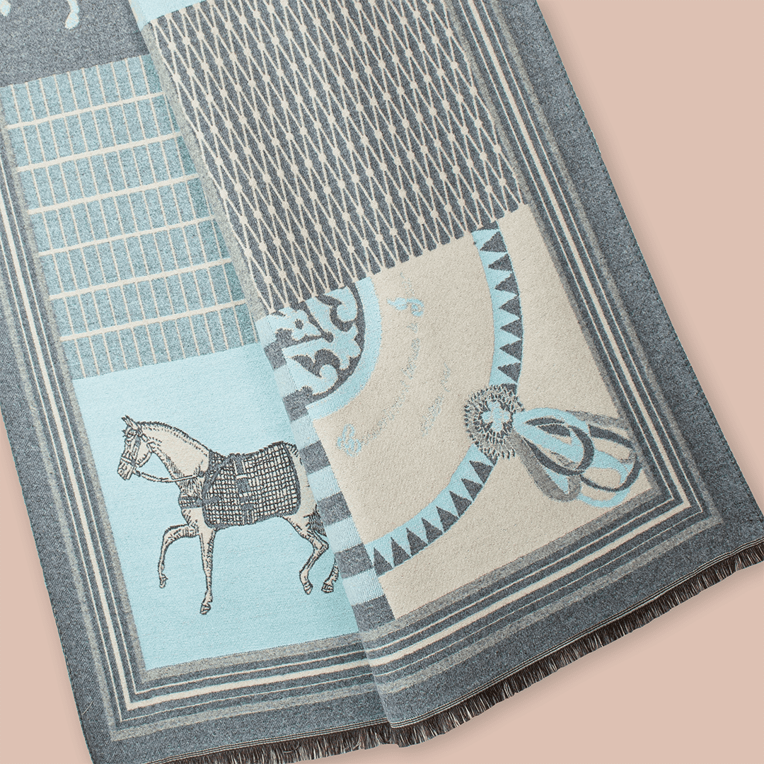 Pashmina elegante diseño ecuestre