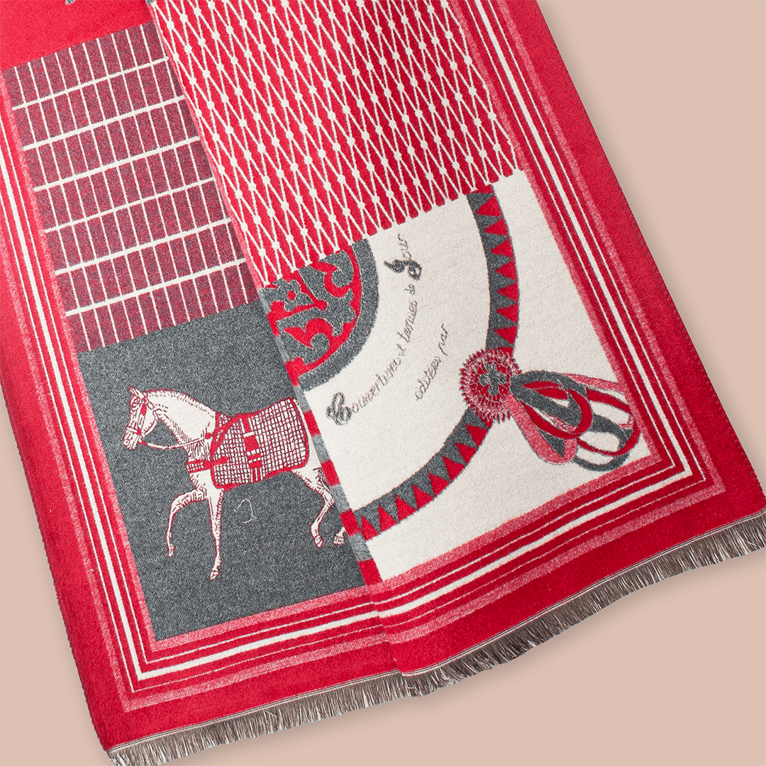 Pashmina elegante diseño ecuestre