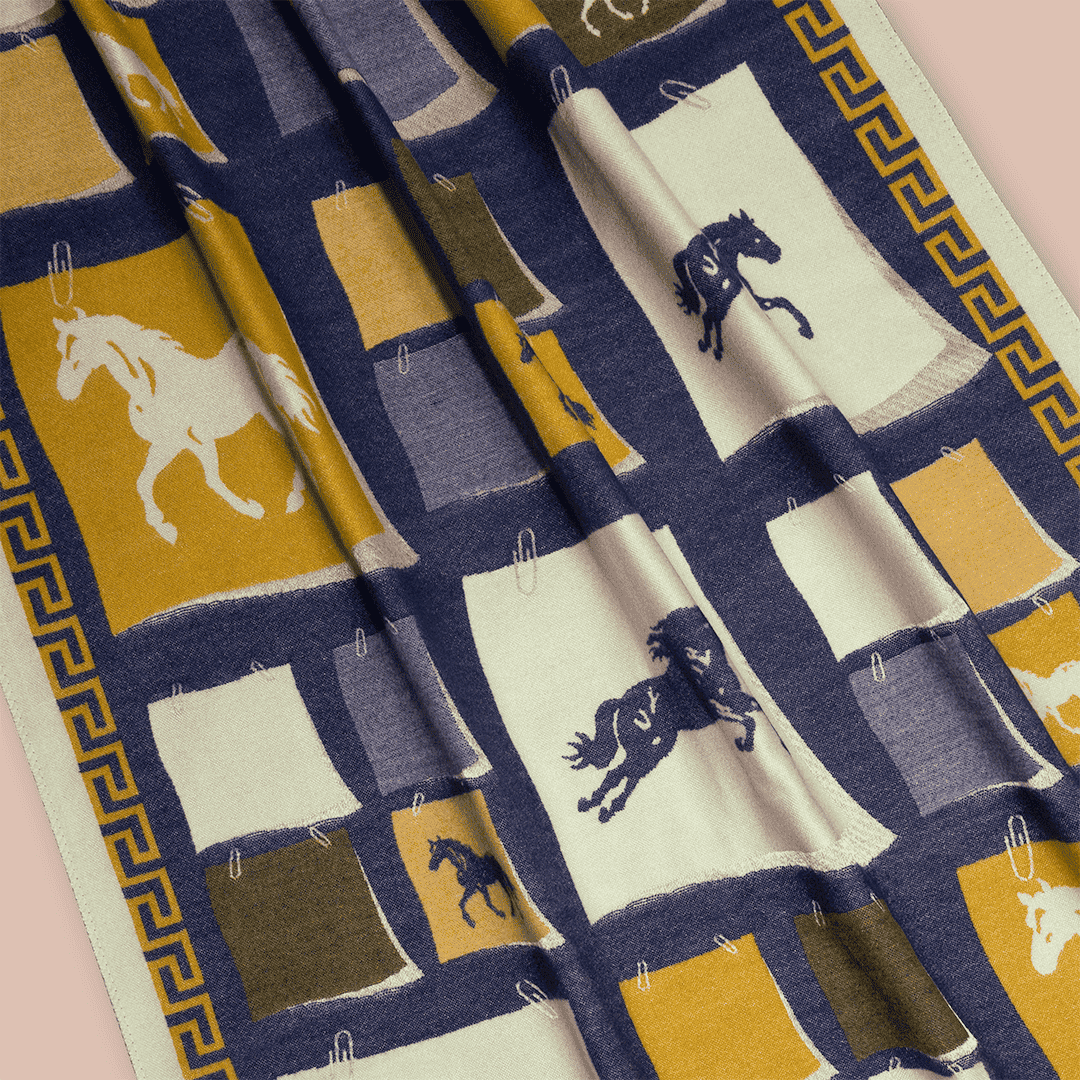 Pashmina elegante diseño ecuestre