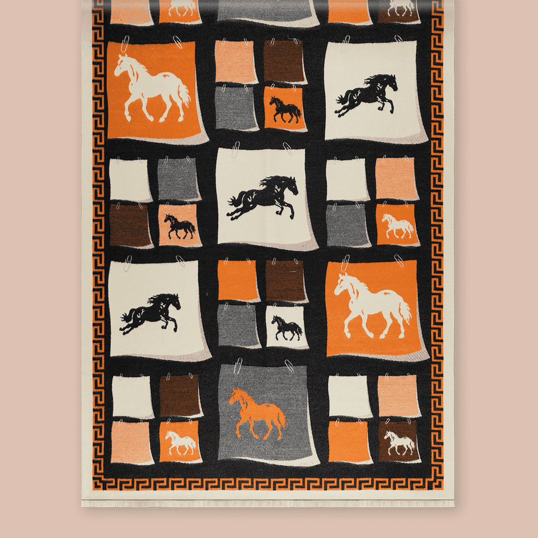 Pashmina elegante diseño ecuestre