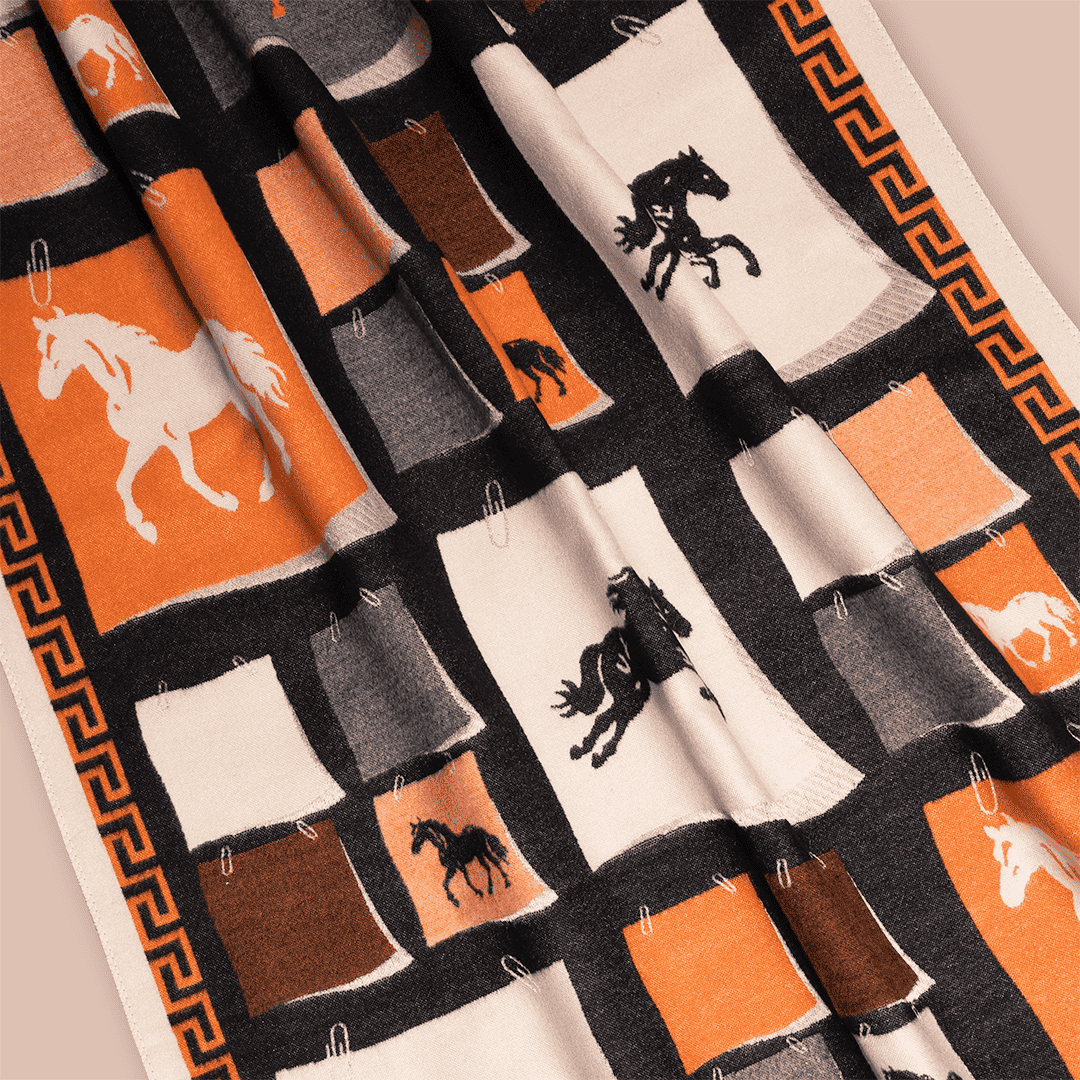 Pashmina elegante diseño ecuestre