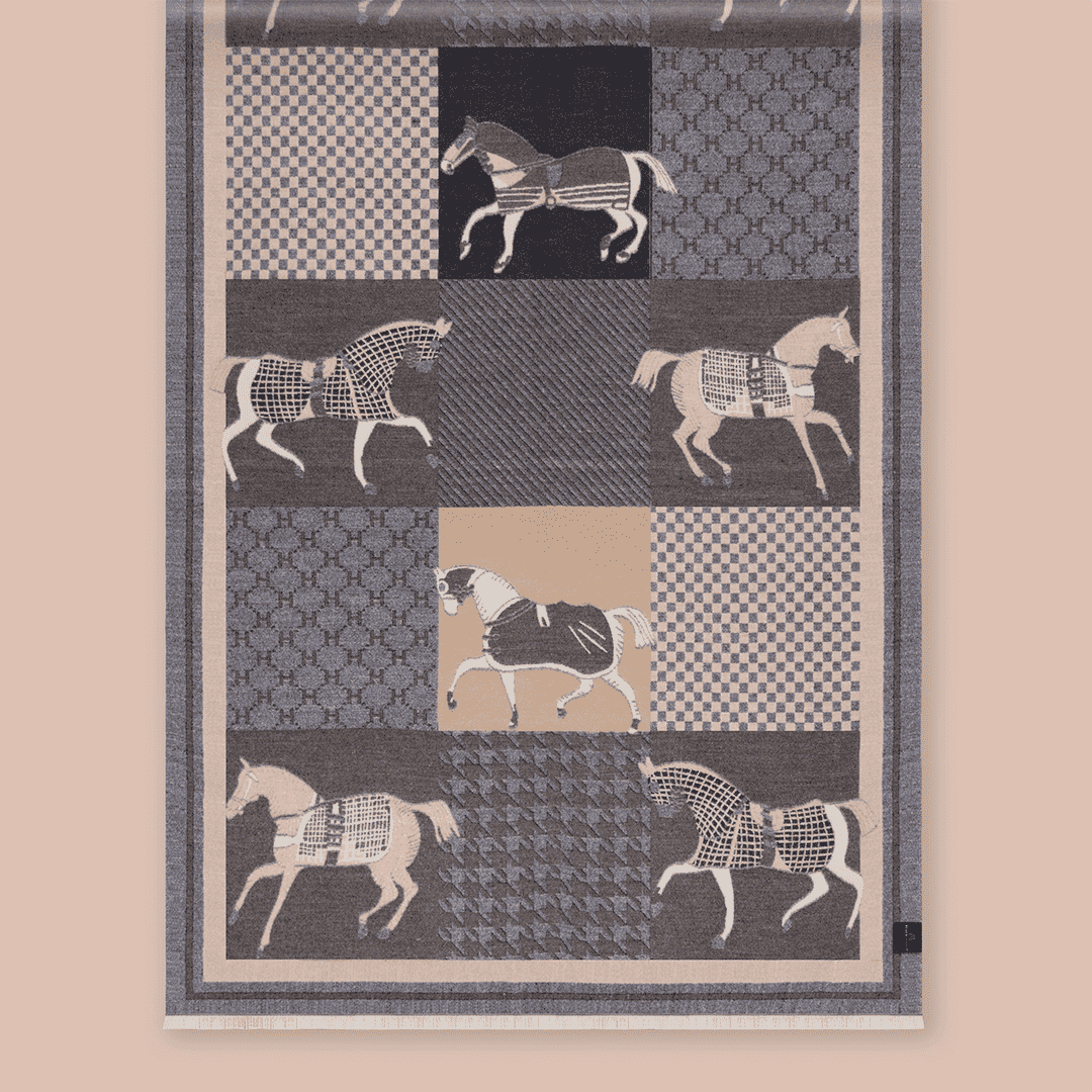 Pashmina elegante diseño ecuestre