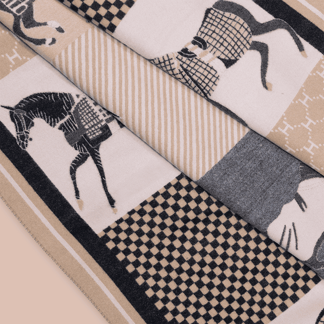 Pashmina elegante diseño ecuestre