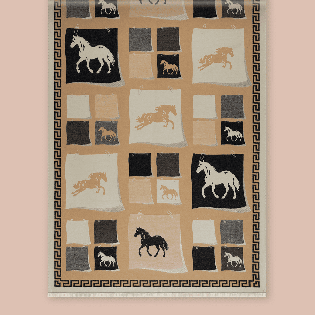 Pashmina elegante diseño ecuestre