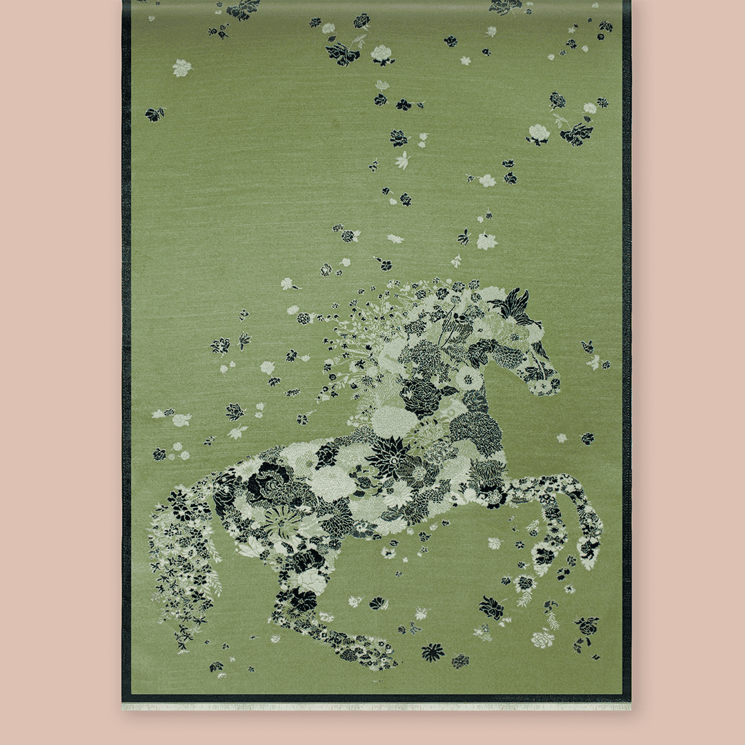 Pashmina elegante diseño ecuestre