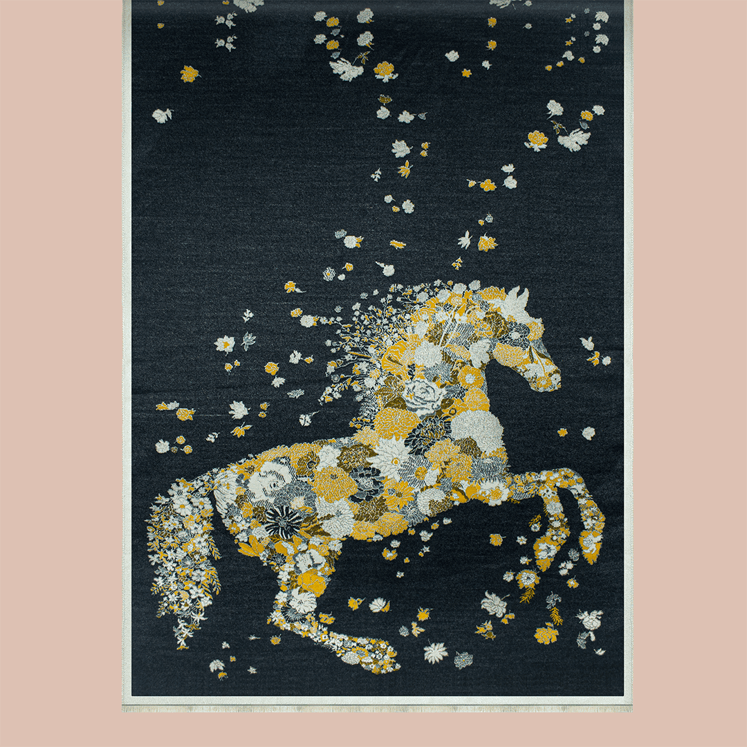 Pashmina elegante diseño ecuestre