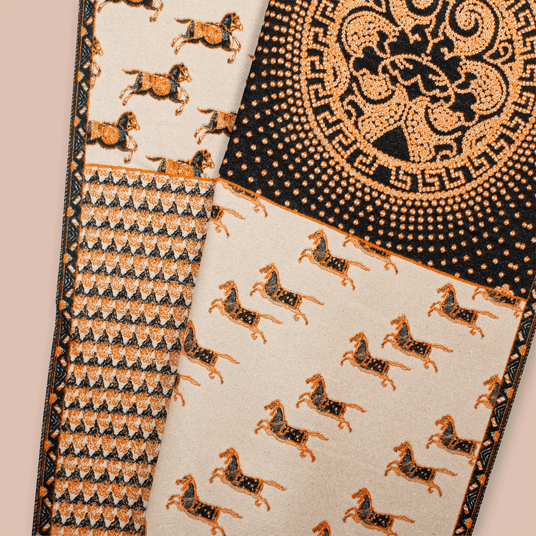 Pashmina elegante diseño ecuestre