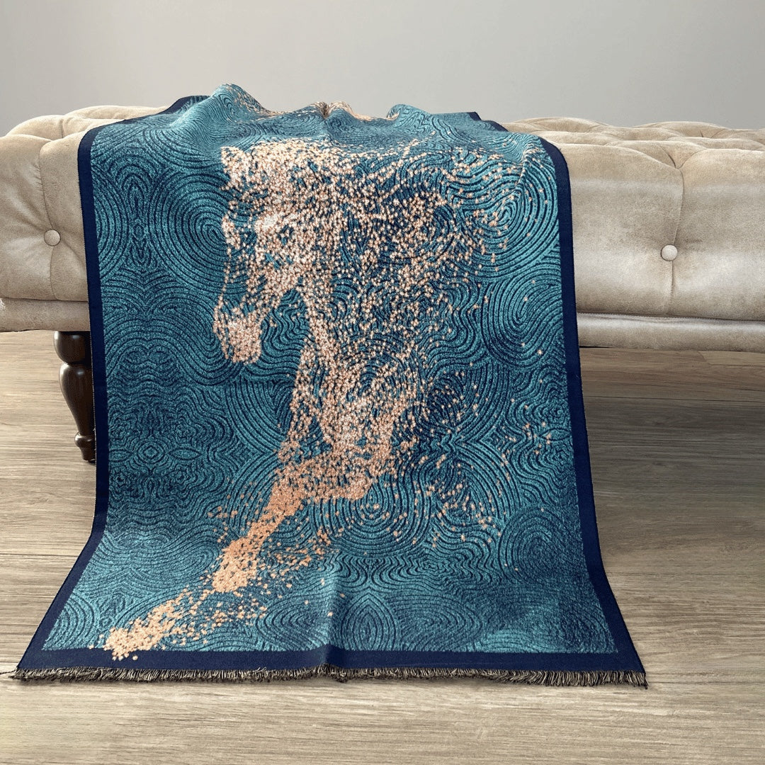 Pashmina elegante diseño ecuestre