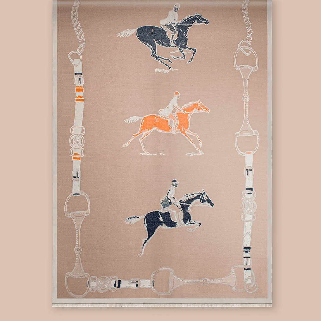 Pashmina elegante diseño ecuestre