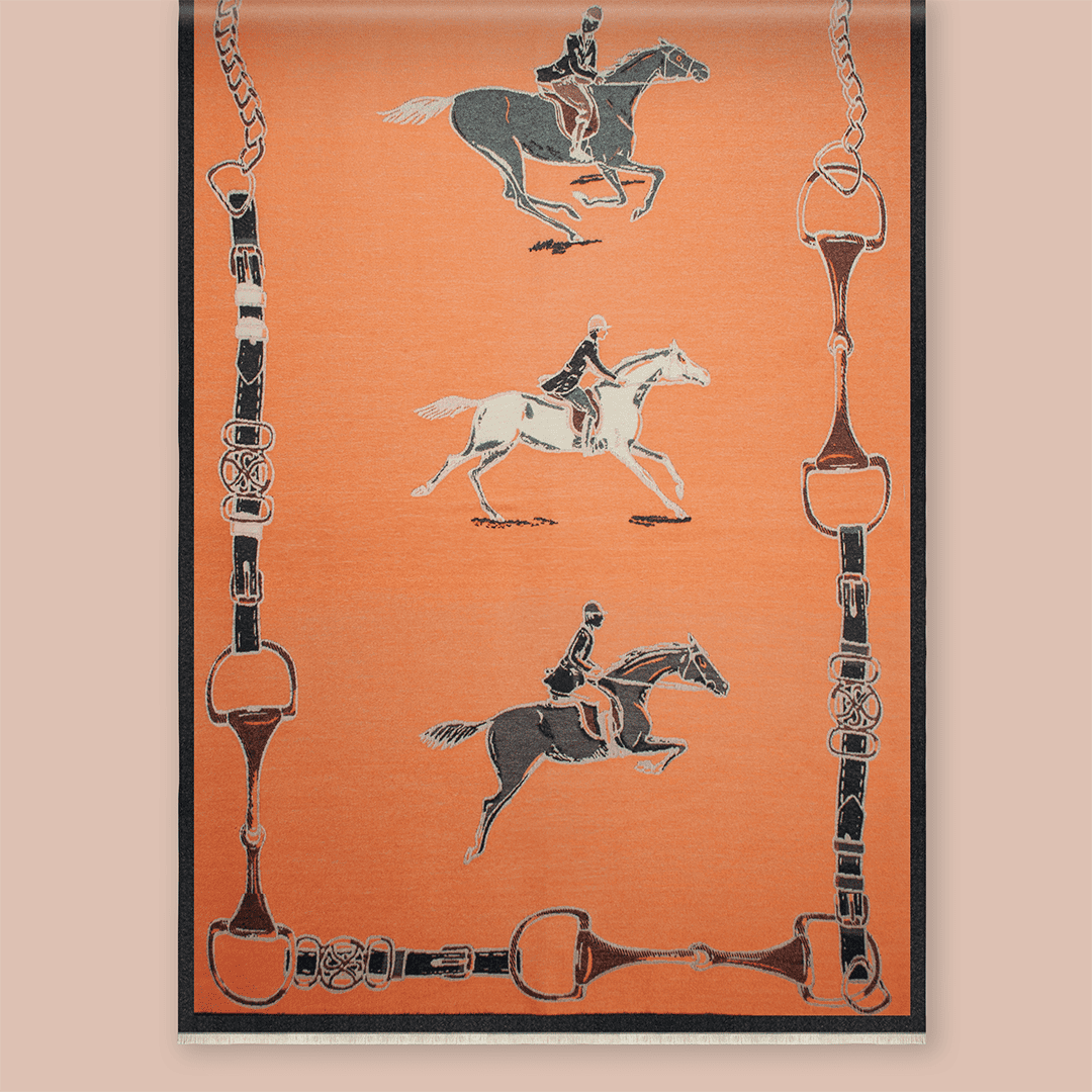Pashmina elegante diseño ecuestre