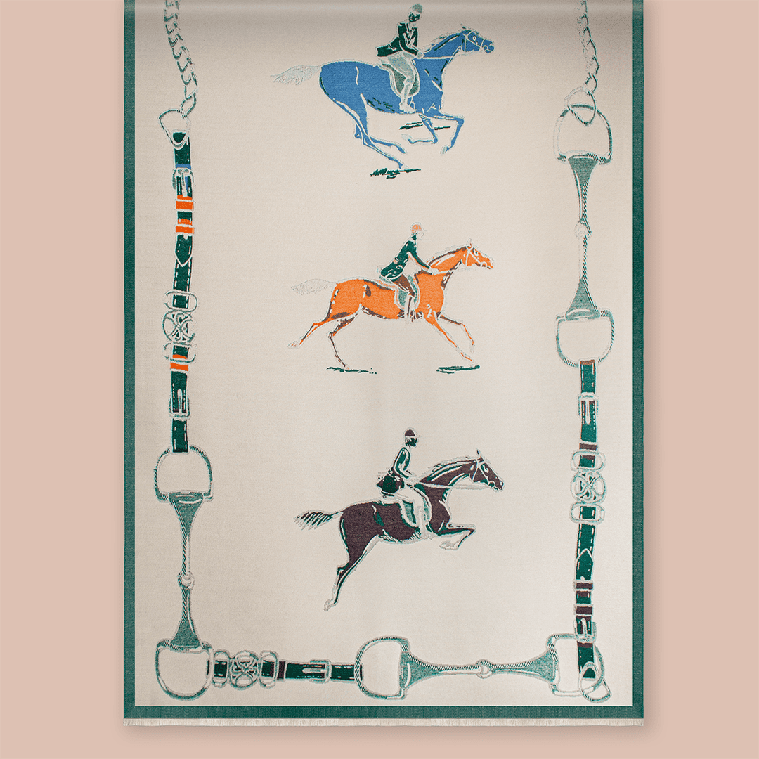 Pashmina elegante diseño ecuestre