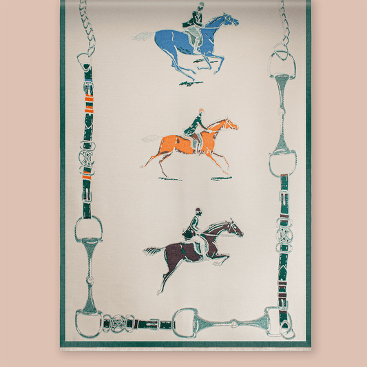 Pashmina elegante diseño ecuestre