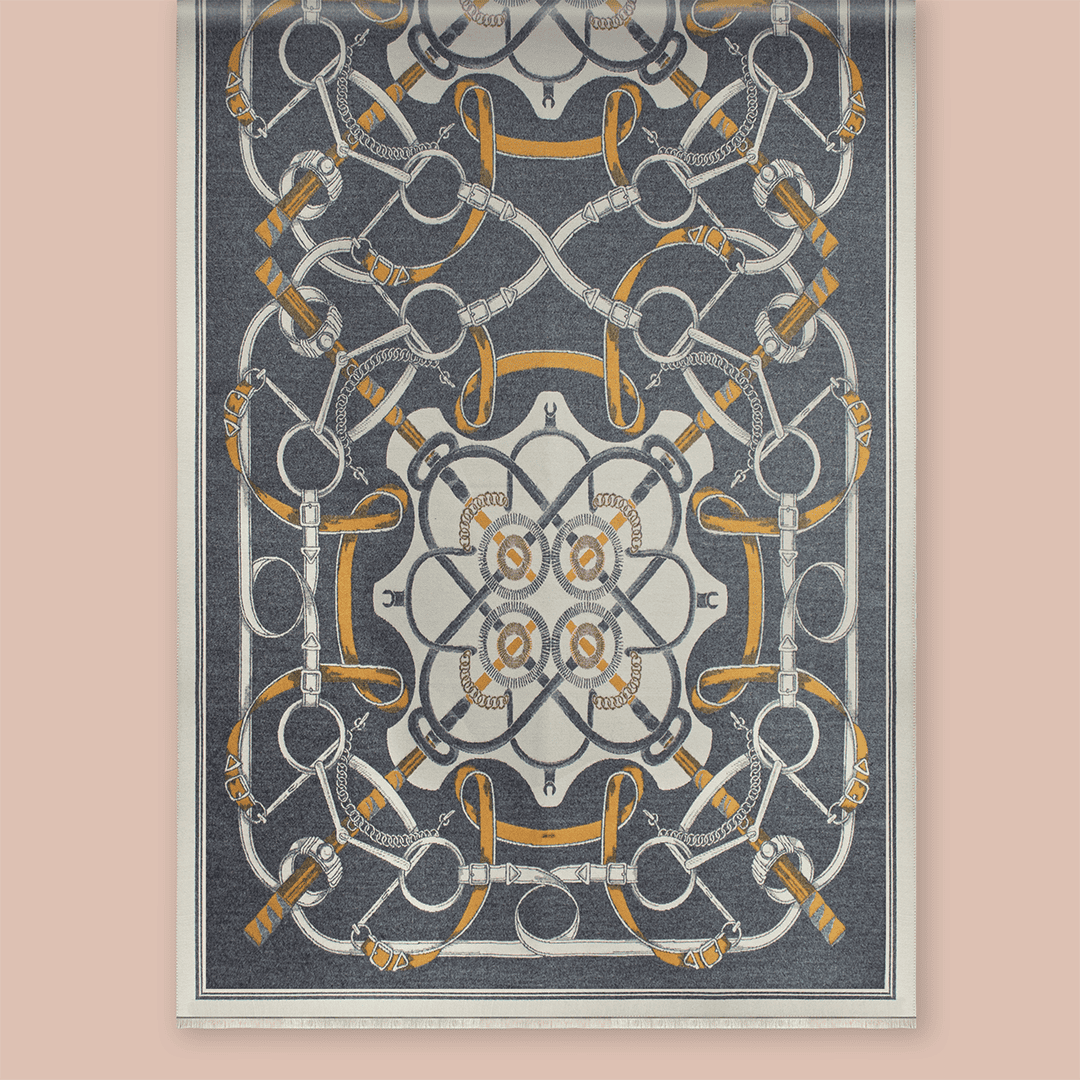 Pashmina elegante diseño ecuestre