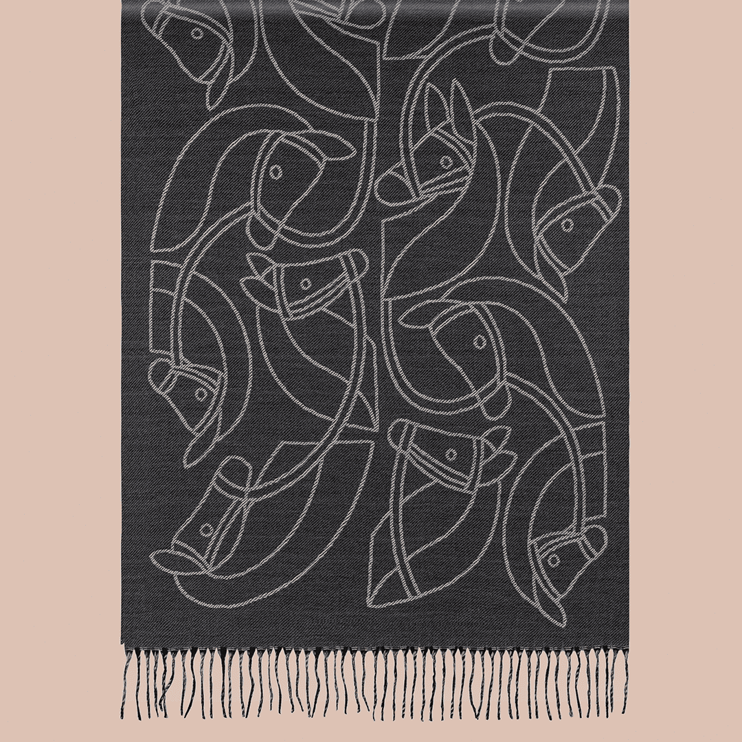 Pashmina elegante diseño ecuestre