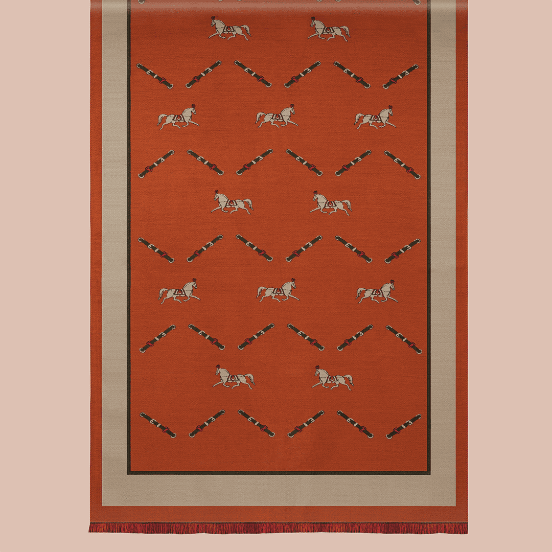 Pashmina elegante diseño ecuestre