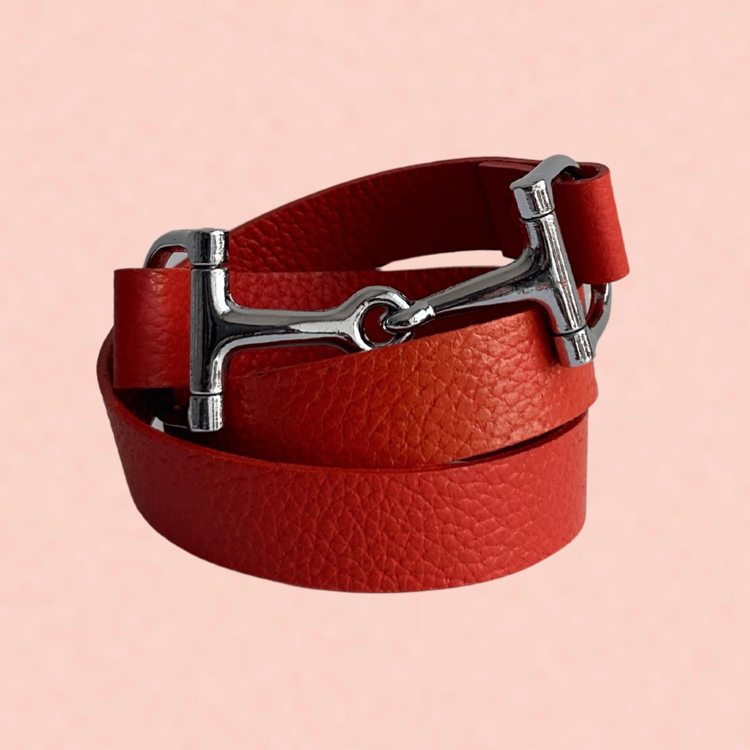 Pulsera ecuestre de piel con herraje bocado
